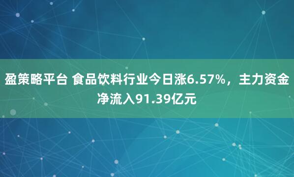 盈策略平台 食品饮料行业今日涨6.57%，主力资金净流入91.39亿元